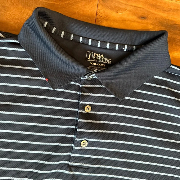 PGA Tour Dark Navy and White Stripe Polo Shirt size XXL - Picture 4 of 5